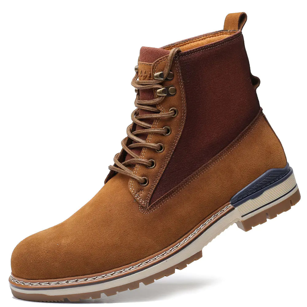 Men's High Top Leather Martin Boots - Cowhide Upper