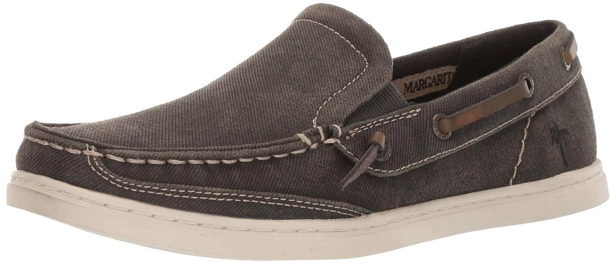 Margaritaville mens Margaritaville Mens Dock Slip on Boat Shoe Black 8.5 US
