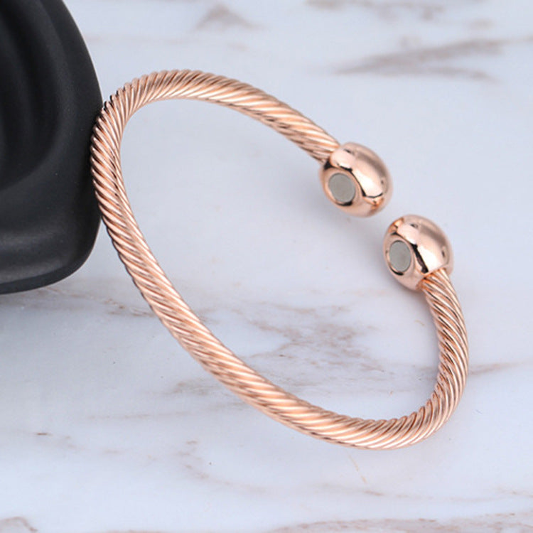 Magnetic Health Bracelet with Red Copper Design